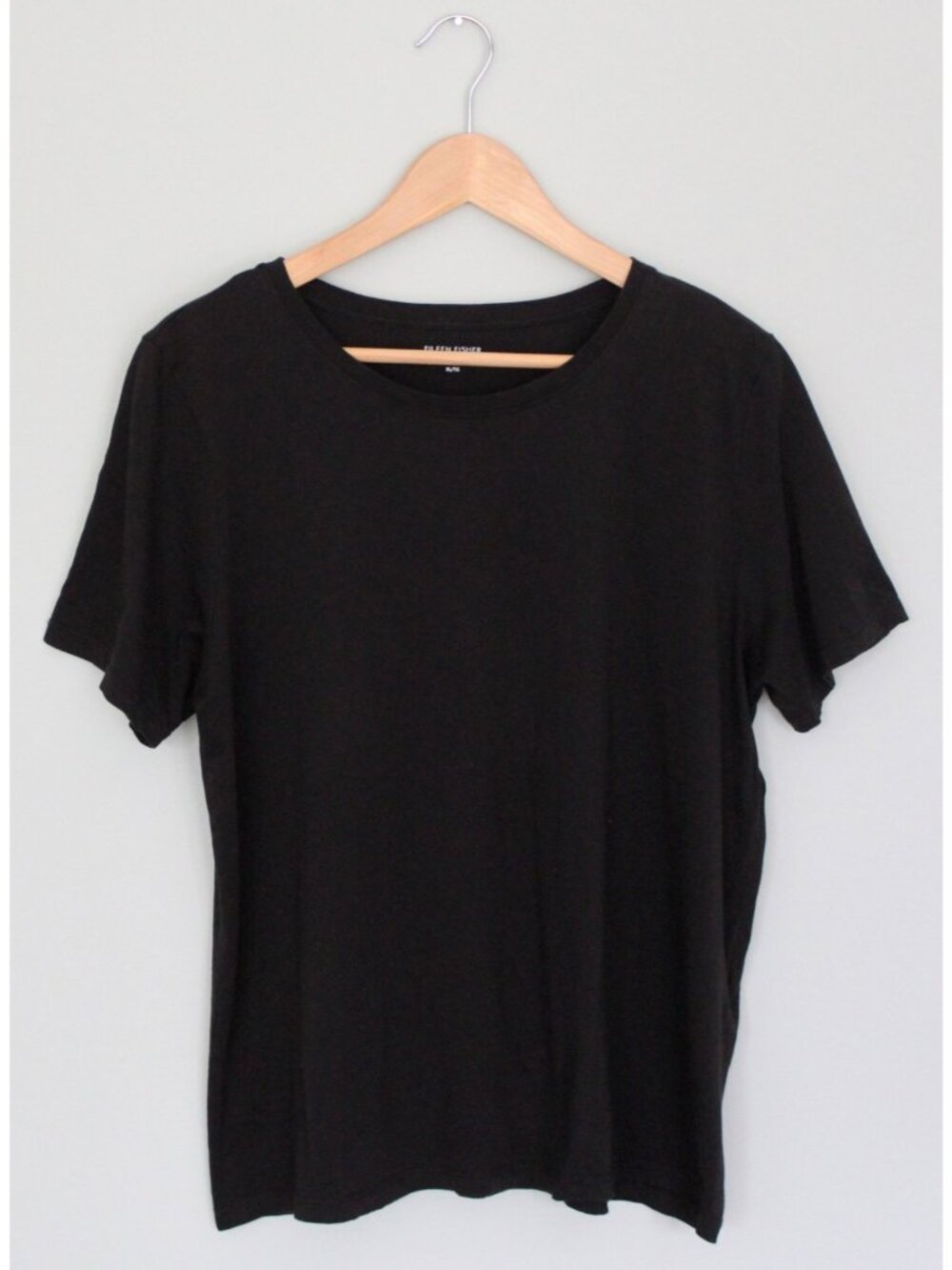 EILEEN FISHER 100% Organic Cotton Black Tee Shirt, Size XL